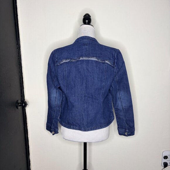 Tommy Hilfiger Tommy Girl Ruffle Denim Jacket Women’s M-L Jean Coat - Picture 3 of 11